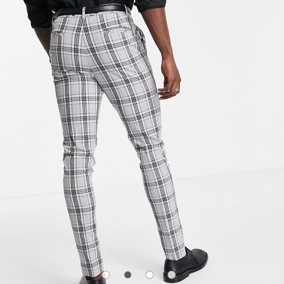 ASOS Men's NWOT skinny pants with prince of wales check in gray, size 26" x 30" - Picture 10 of 11